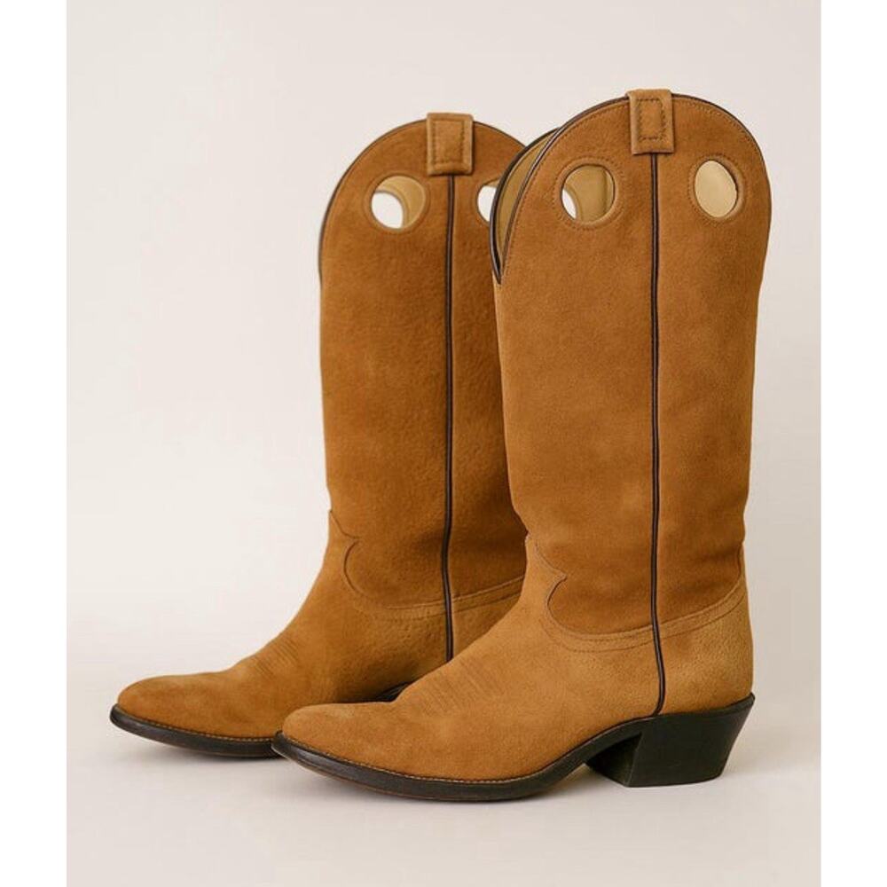 Tony Lama Vtg Suede Pointed Toe Cowboy Boots Womens 7